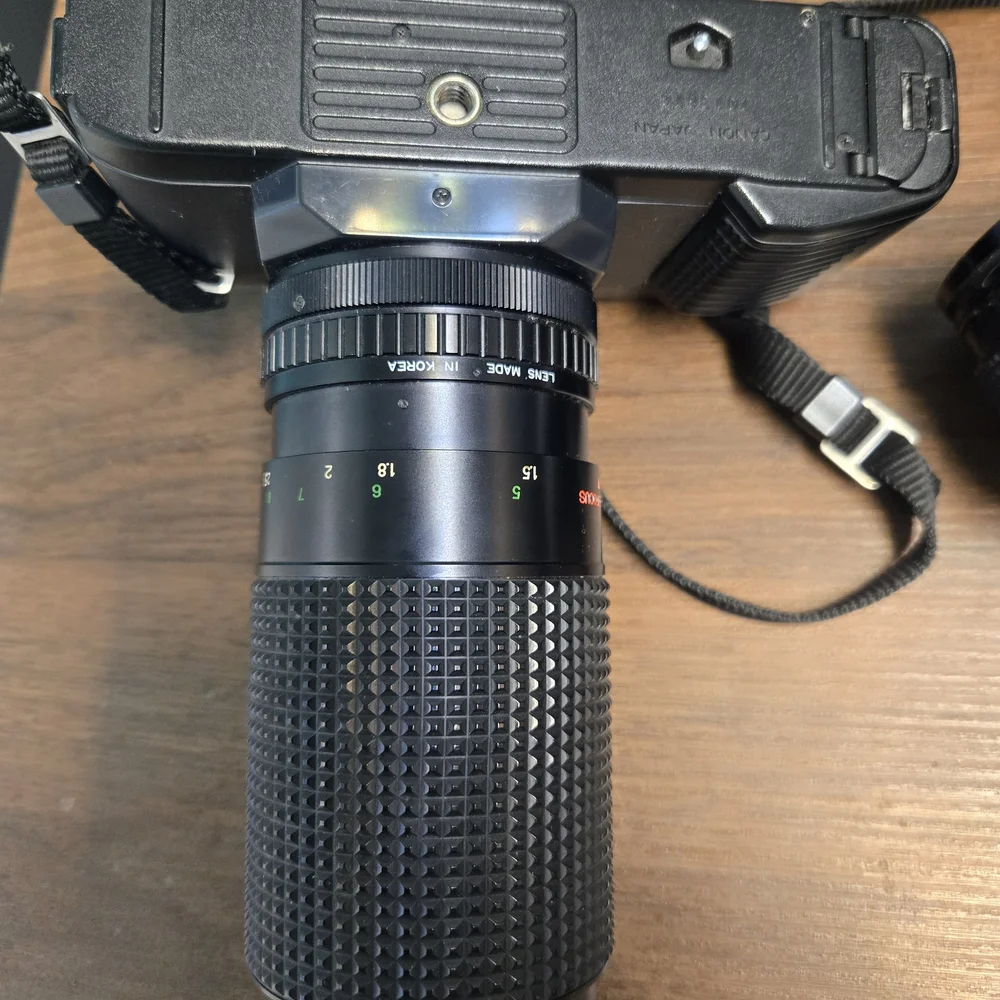 Canon Black SLR Camera with Textured Zoom Lens